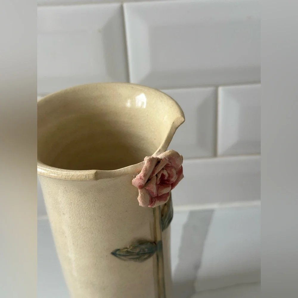 Vintage ivory vase with rose